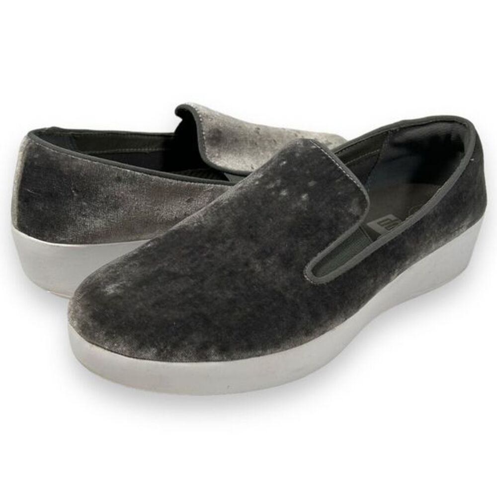 FitFlop Superskate Velvet Slip On Platform Sneaker‎ Loafer Womens 6.5 Grey
